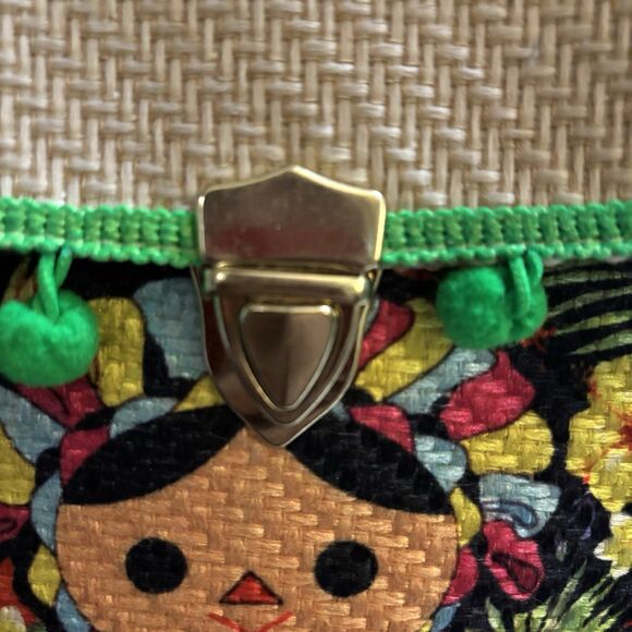 Mexican Maria Doll Backpack Straw Woven Bag Side Snaps Adjustable Straps - Picture 9 of 13